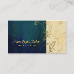 Luxe elegante marine goud custom interieur ontwerp visitekaartje