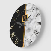 Luxe Elegante Moderne Zwarte Gouden Marmer Grote Klok (Hoek)