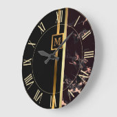 Luxe Elegante Moderne Zwarte Gouden Marmer Grote Klok (Hoek)