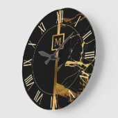 Luxe Elegante Moderne Zwarte Gouden Marmer Grote Klok (Hoek)