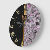 Luxe Elegante Moderne Zwarte Gouden Marmer Grote Klok (Hoek)