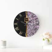 Luxe Elegante Moderne Zwarte Gouden Marmer Grote Klok (Huis)