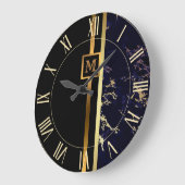 Luxe Elegante Moderne Zwarte Gouden Marmer Grote Klok (Hoek)