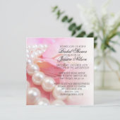 Luxe Elegante Parels Bruiloft Ring Douche Invite Kaart (Staand voorkant)