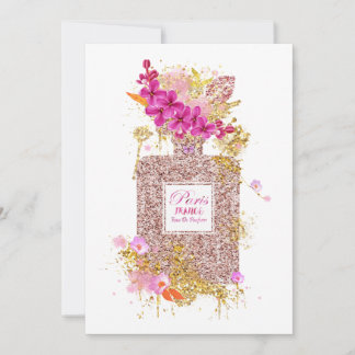 Luxe elegante roze glitter parfume 1 kaart