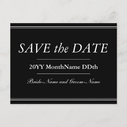 Luxe, elegante "SAVE the DATE" Briefkaart (Voorkant)