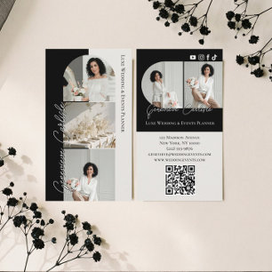 Luxe Elegante Trouw Evenementen Planner Zwarte QR Visitekaartje