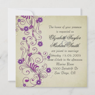 Luxe Elegante  werveling bloemenbruiloft uitnodige Kaart