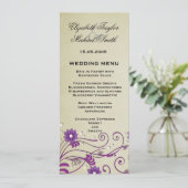 Luxe Elegante wervelingen Bloemenbruiloft Menu (Staand voorkant)