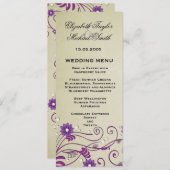 Luxe Elegante wervelingen Bloemenbruiloft Menu (Voorkant / Achterkant)