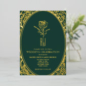 Luxe Emerald Green bruiloft Folie Uitnodiging (Staand Voorkant)