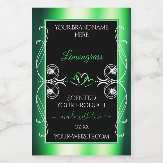 Luxe Emerald Green Produit noir Diamants Étiquette (Étiquettes simples)