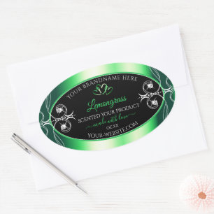 Luxe Emerald Green Produit noir Diamants Étiquette