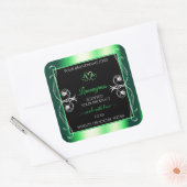 Luxe Emerald Green Produit noir Diamants Étiquette (Enveloppe)