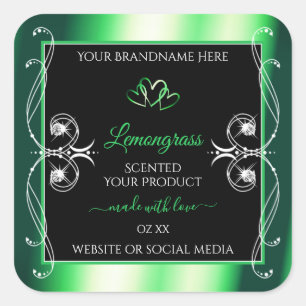 Luxe Emerald Green Produit noir Diamants Étiquette