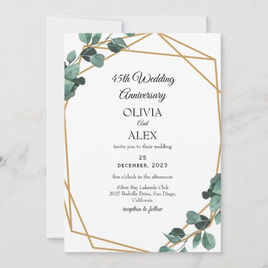 Luxe Emerald Greenery Wedding Jubileum Kaart (Voorkant)