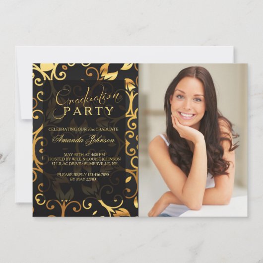 Luxe en Black Photo Invitation (Devant)