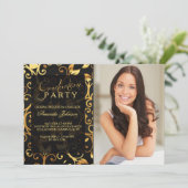 Luxe en Black Photo Invitation (Debout devant)