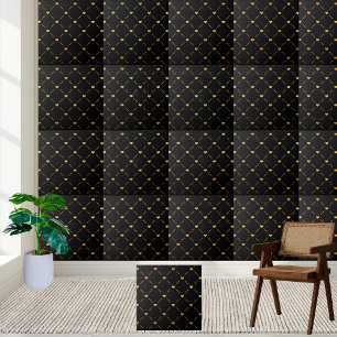 Luxe en elegante Black and Gold Hearts Tegel Tegeltje