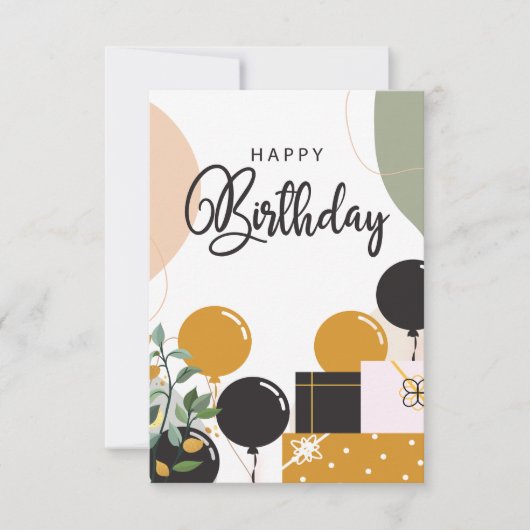 Luxe en leuke Happy Birthday Kaart (Voorkant)