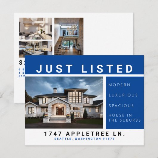 Luxe énuméré de bleu de carte postale (Devant / Derrière)