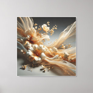 Luxe Ethische Bloemkunst - Gebeeldhouwde Witte Blo Canvas Afdruk