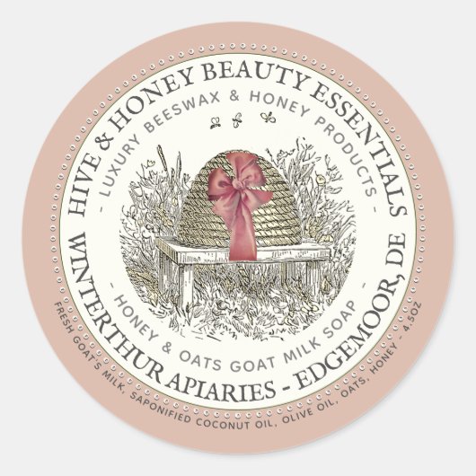 Luxe Étiquette de savon de Rose rose avec skep et (Devant)