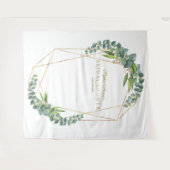 Luxe Eucalyptus Bloei Gouden Bruiloft Feest Prop Wandkleed (Voorkant (horizontaal))