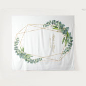 Luxe Eucalyptus Bloei Gouden Frame Huwelijksdecora Wandkleed (Voorkant (horizontaal))