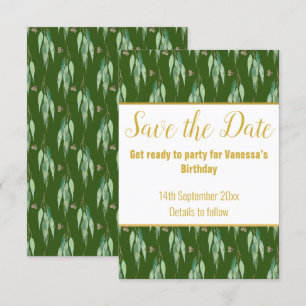 LUXE EUCALYPTUS PATROON OLIVE SAVE THE DATE RSVP KAARTJE
