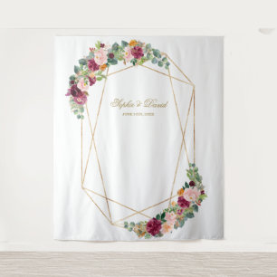Luxe Eucalyptus Saffraan Bloem Goud Huwelijksrequi Wandkleed