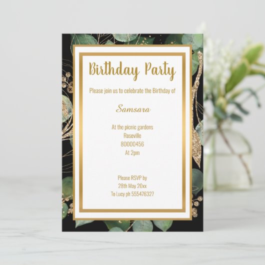 LUXE EUCALYPTUS SAGE NOIR SAGE VERT INVITATION SAG (Debout devant)