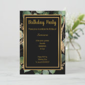 LUXE EUCALYPTUS ZWARTE GROENE INVITATIE KAART (Staand voorkant)