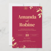 Luxe Faire-part de mariage rouge & or (Devant)