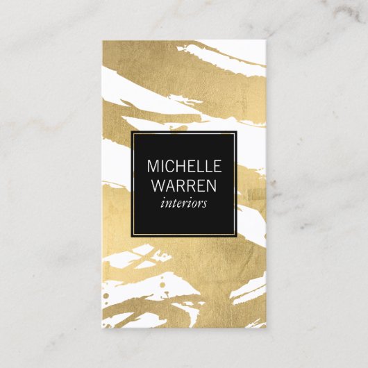 Luxe Faux Gold Brushstrokes Designer Visitekaartje (Voorkant)