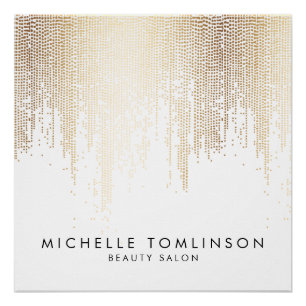 Luxe Faux Gold Confetti Rain Beauty Salon Perfect Poster