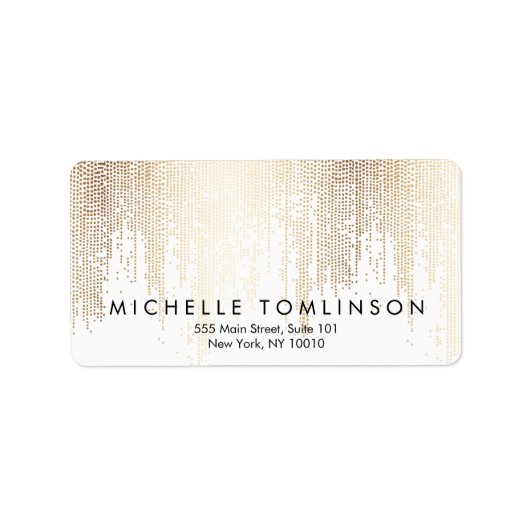 Luxe Faux Gold Confetti Rain Pattern Etiket (Voorkant)