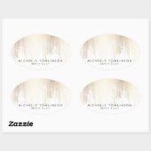 Luxe Faux Gold Confetti Rain Pattern Ovale Sticker (Vel)