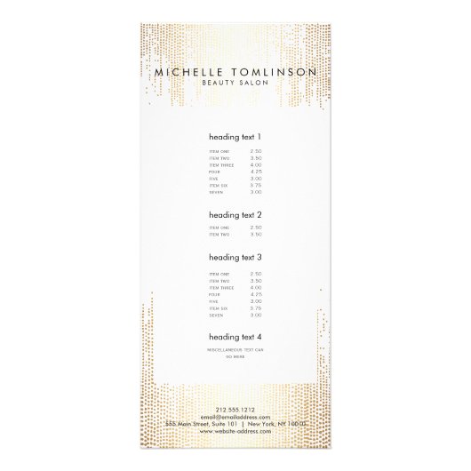 Luxe Faux Gold Confetti Rain Pattern Reclamekaart (Voorkant)