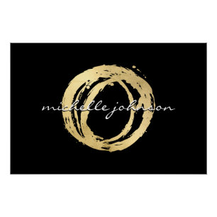 Luxe Faux Gold geschilderd Circle Designer Logo Zw Perfect Poster