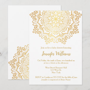 Luxe Faux Gold Mandala Wit Baby shower Kaart