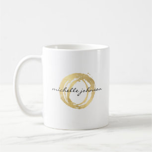 Luxe Faux Gold Painted Circle Designer Logo Koffiemok
