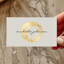 Luxe Faux Gold Painted Circle Designer Logo op Tan