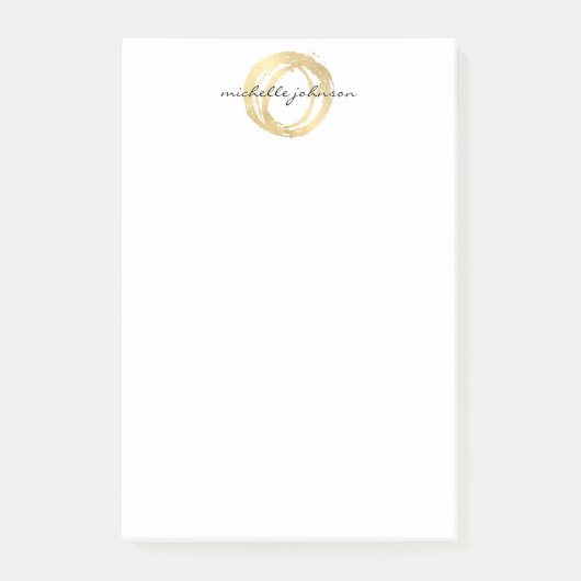 Luxe Faux Gold Painted Circle Designer Logo Post-it® Notes (Voorkant)