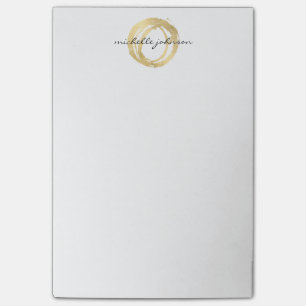 Luxe Faux Gold Painted Circle Designer Logo Post-it® Notes