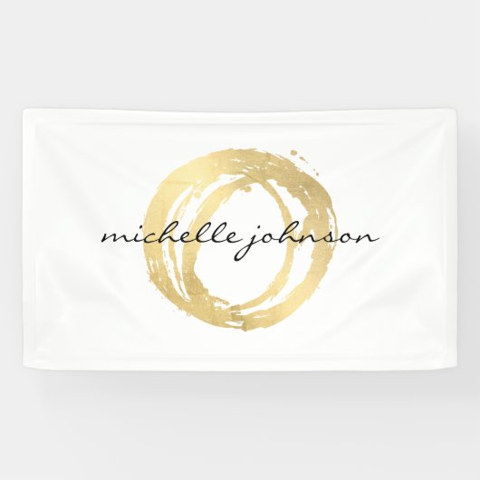 Luxe Faux Gold Painted Circle Designer Logo Spandoek (Horizontaal)