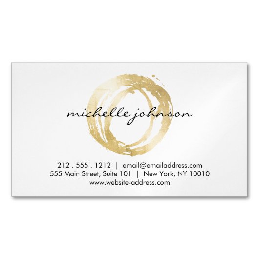 Luxe Faux Gold Painted Circle Designer Magnetisch Visitekaartje (Voorkant)