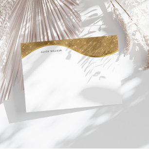 Luxe Faux Gold Sparkle Folie Monogram Notitiekaartje