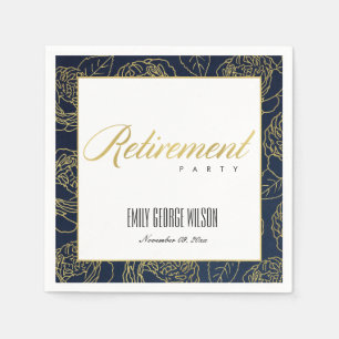 LUXE FAUX GOLD WHITE NAVY ROOS FLORAL RETIREMENT SERVET