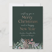 Luxe Faux Goud & Groen Vrolijk Kerstmis Feestdagenkaart (Achterkant)